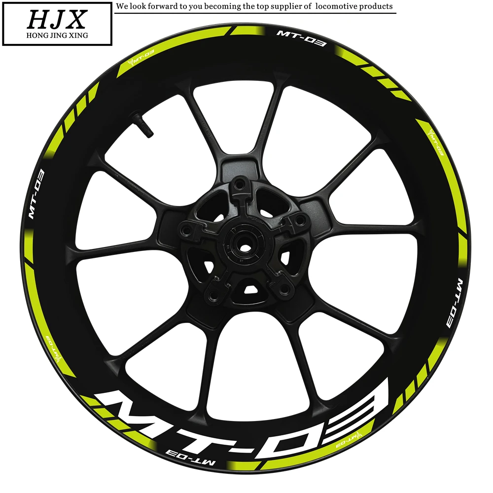 Wheel Hub Decal Decoração Set, adequado para a motocicleta Yamaha, Mt-03 Logo, impermeável, reflexivo, Edge Adesivos, 17"