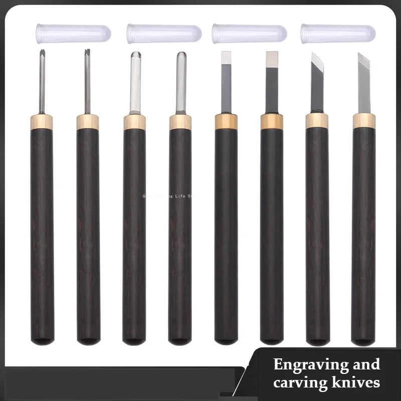 Wooden Handle Carving Knife 15.5cm Handmade Carving Wood Carving Clay Sculpture Eraser Chapter Stainless Steel Engraving Knife