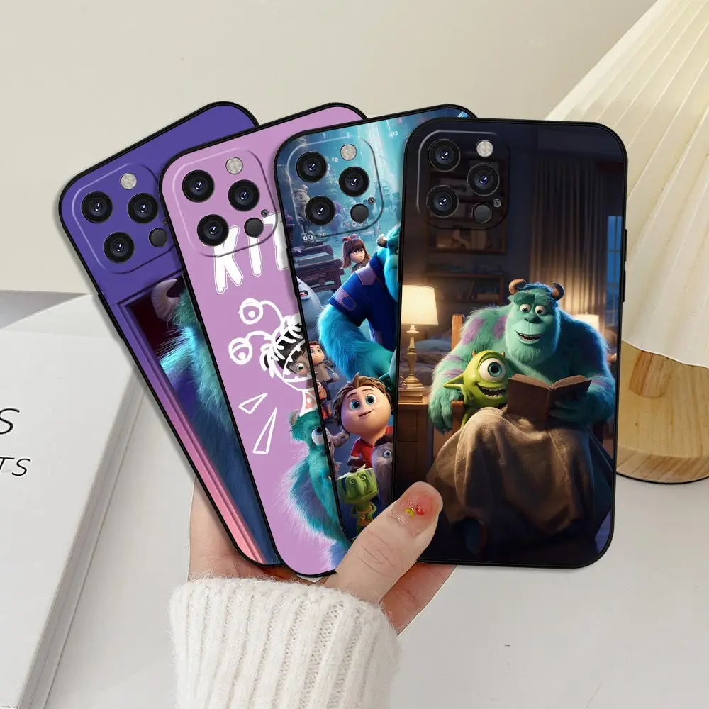 Disney Sullivan Monsters Inc Phone Case For iPhone 16 15 14 13 12 11 Pro Max Plus Mini Funda For iPhone 15 16 ProMax Black Cover