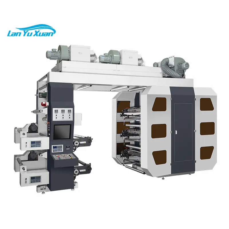 Mesin cetak Flexographic, JT-YTB61000, bahan rol tipe tumpuk otomatis 6 warna