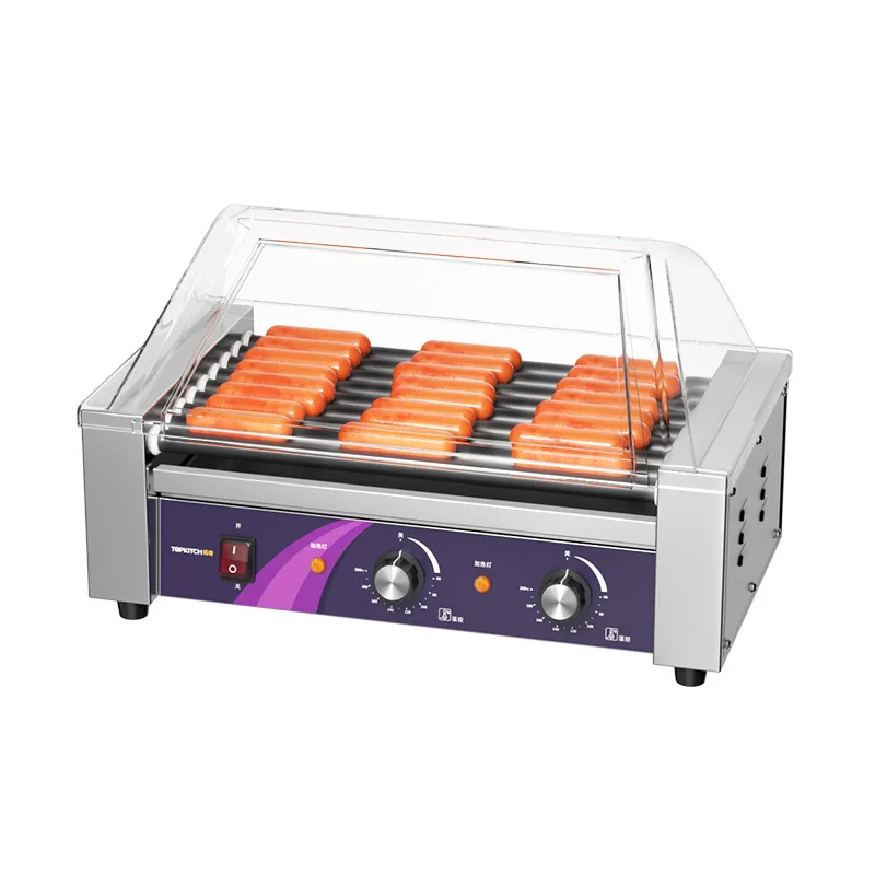 

Commercial hot dog machine Automatic sausage grilling machine Teflon desktop constant temperature grilling ham sausage machine