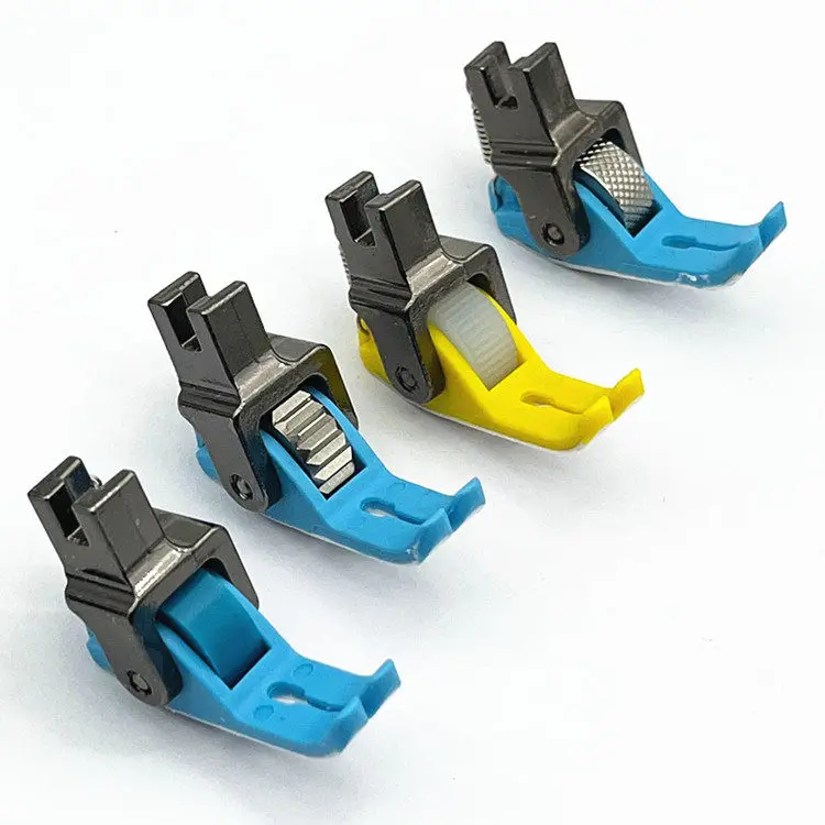 

4pcs Flat Car Color Ptfe Narrow Roller Presser Foot Thick And Thin Material Universal Anti Food Cloth Narrow Wheel Presser Foot