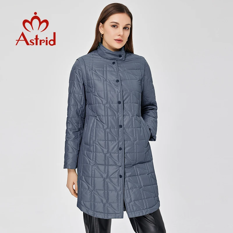 Astrid Women\'s Spring Jacket 2023 Long Thin Cotton Padded Jacket Fashion Casual Quilted Coat Woman Clothing Female Warm Parkas