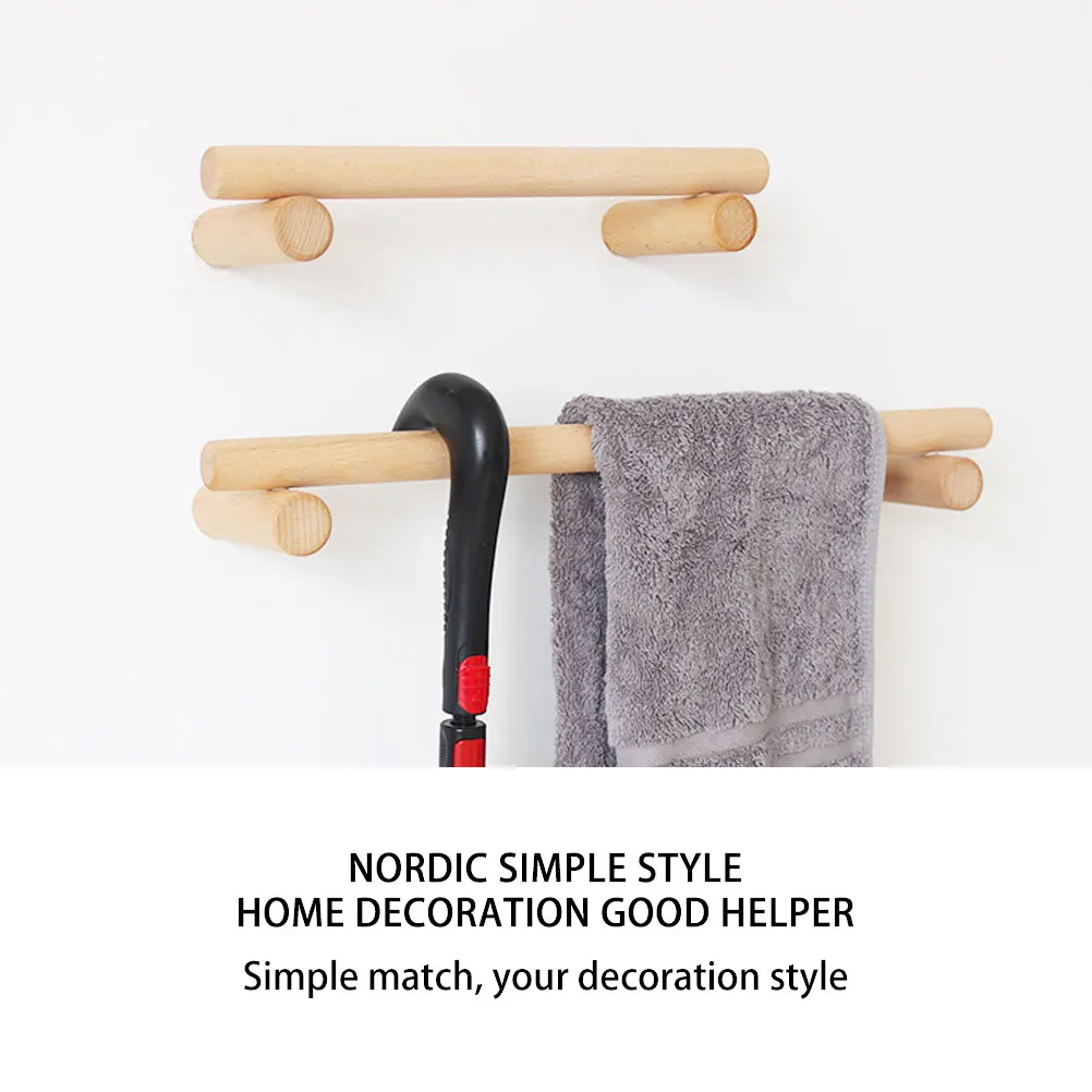 

1pc Wooden Punch Hanger Space-Saving Bathroom Bar No Punch Towel Hanger Kitchen Towel Bar Simple Durable 45Cm