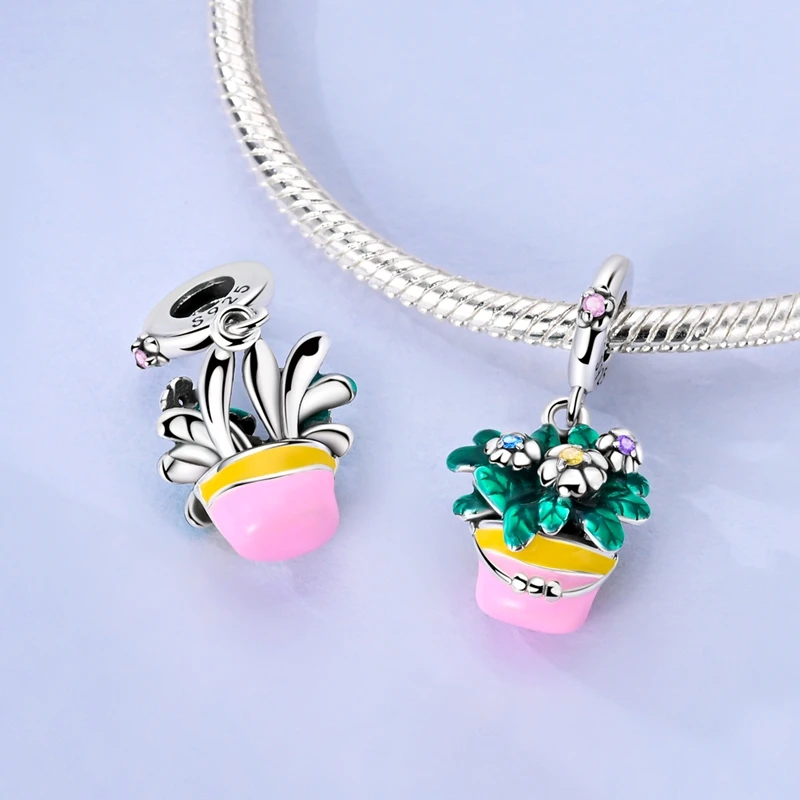 Original Charms Beads 925 Sterling Silver Moon Pets Coffee Dangle Fit Women Bracelets DIY Jewelry Gift view 3