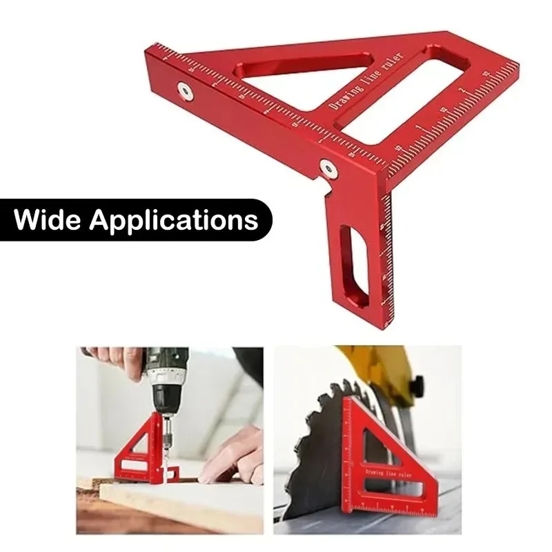 Regla de medición multiángulo 3D de múltiples versiones, regla triangular de inglete de aleación de aluminio, transportador cuadrado para carpintería de 45/90 grados