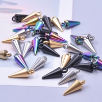 12Pcs/Lot Stainless Steel Steampunk Circular Cone Rhombus Charms DIY Jewelry Hip Hop Men Spike Tear Rivet Pendant Wholesale Bulk