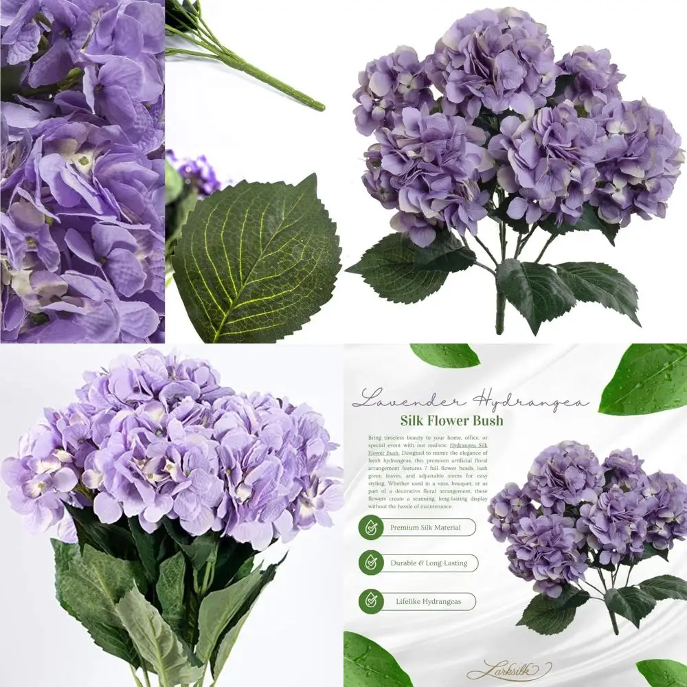 

Искусственные стебли гортензии лавандового цвета - набор из 3 штук для декора дома, Пасхи, весеннего оформления