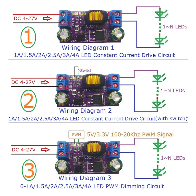 1Pcs LD2740SC High-Power Constant-Current Step-Down LED Driver Board For Automotive RCL DRL Fog Lights