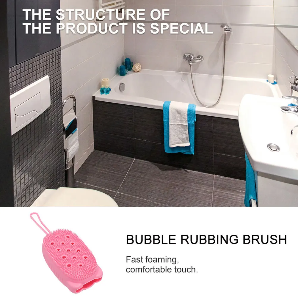 فرشاة حمام بشعيرات سيليكون للتنظيف العميق للظهر للاستحمام، تصميم محمول للاستحمام المنزلي والفندق والبشرة الناعمة #6