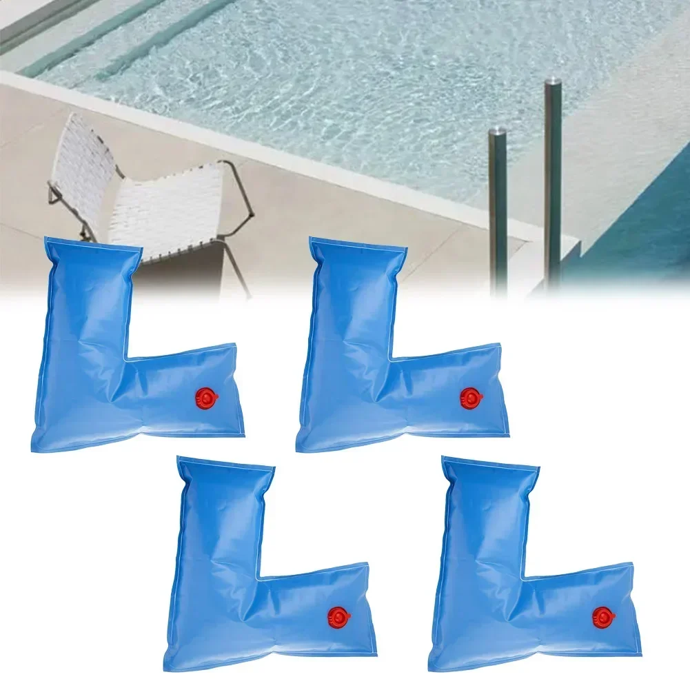 

4pcs Swimming Pool L-shaped Water Bag For Above Ground Pool Pool Cover Weights Pool Closing Winterizing Kit Accessories 60x60cm