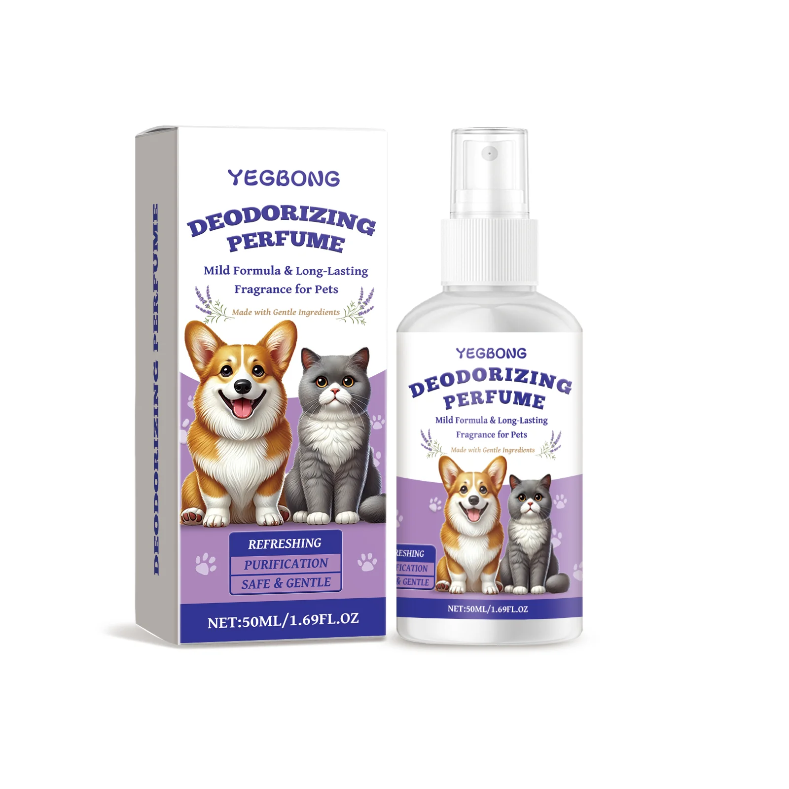 Pet Deodorizing Spray For Cats & Dogs, Activated Carbon Peppermint Extract, Remove Pet Body Odor, Long Lasting Fresh Scent, Mild Pet Perfume Spray, Freshen Indoor Air