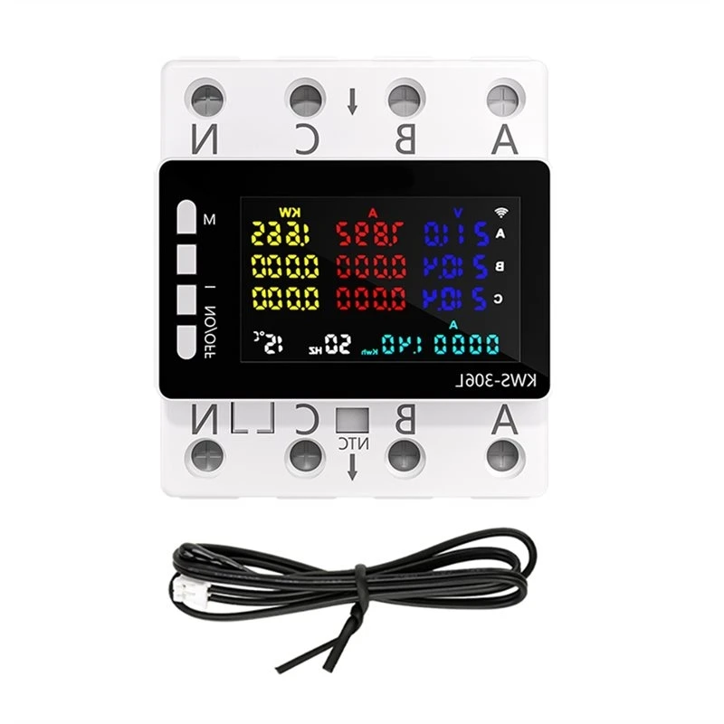 [Value!ABAI】 WIFI Multifunctional Electric Meter Three-Phase Four Wire Rail Overvoltage And Undervoltage Protector, Phase Loss