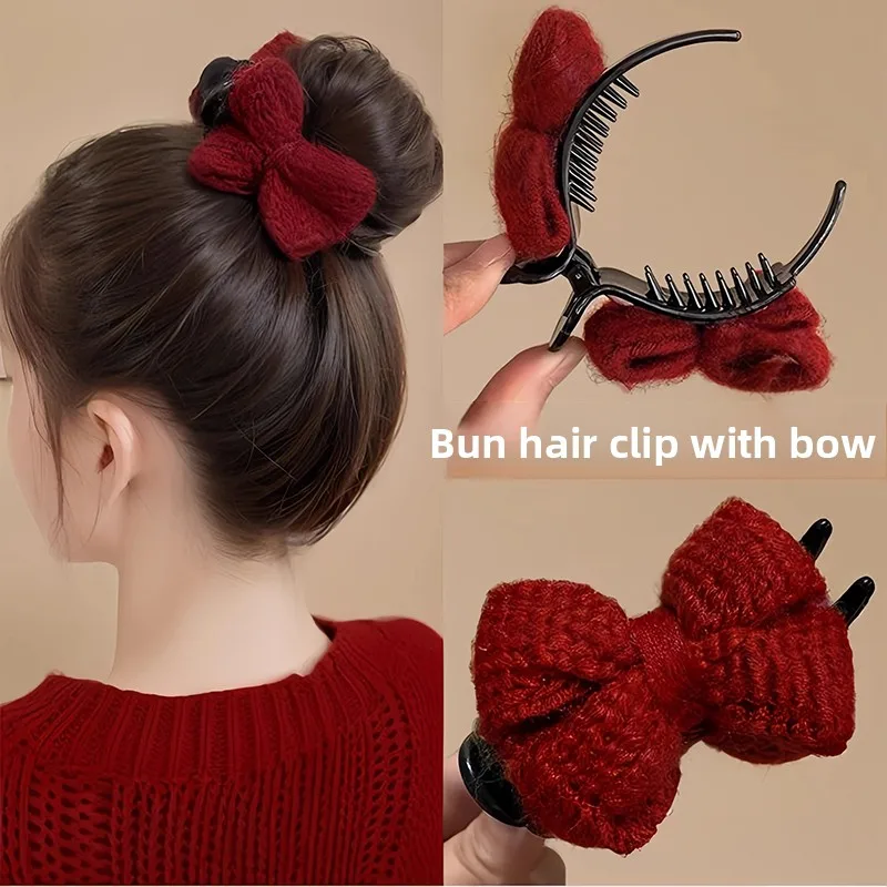 

Новинка 2025 года: Красная заколка-узел для волос, женская, для высокого хвоста и пучка, милые аксессуары для волос, эластичная резинка для длинных волос, отличное качество