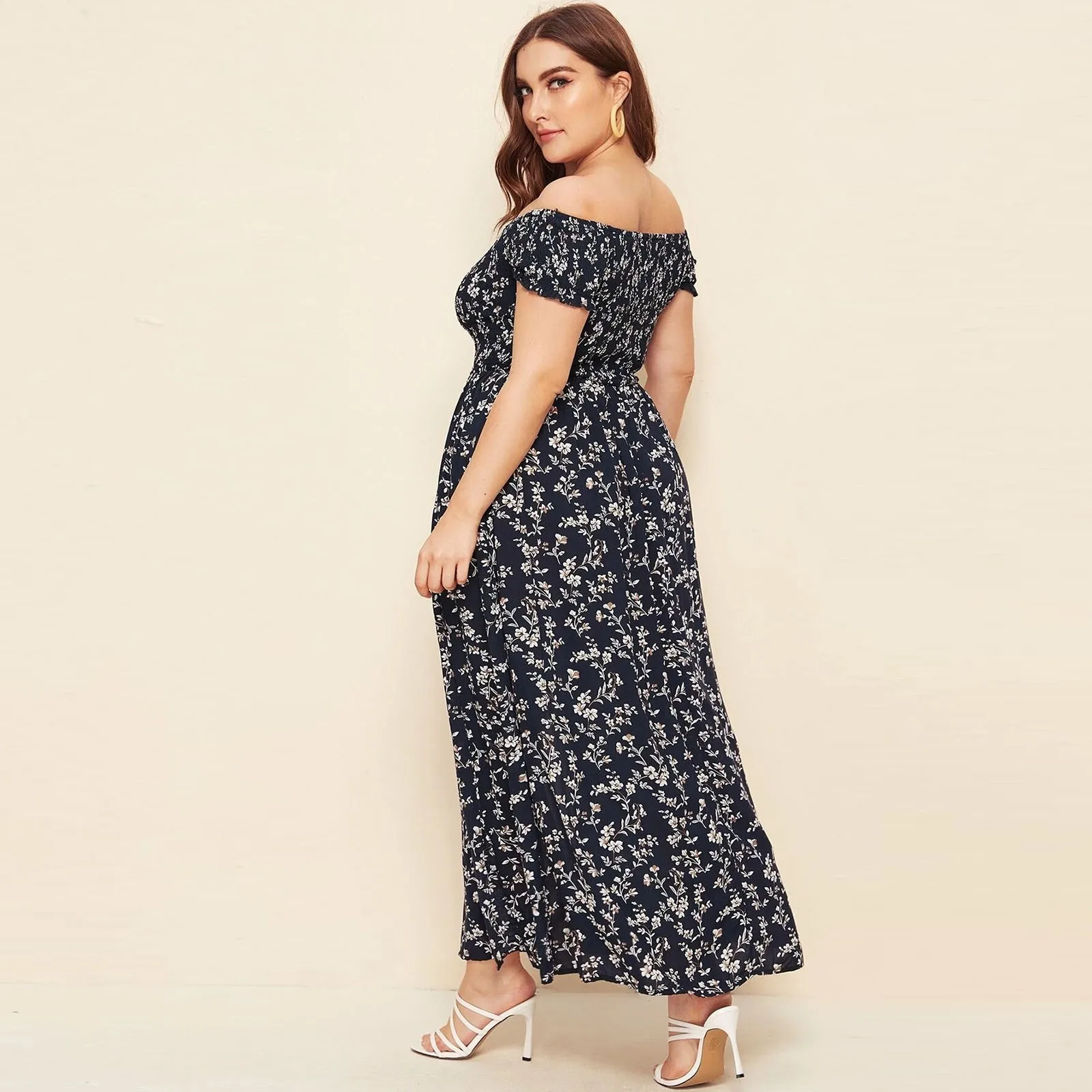 Robe maxi bohème à manches courtes pour femmes, streetwear, grande taille, poitrine enveloppée, fendue, ourlet fluide, imprimé, ouvert, été, nouveau, 2024