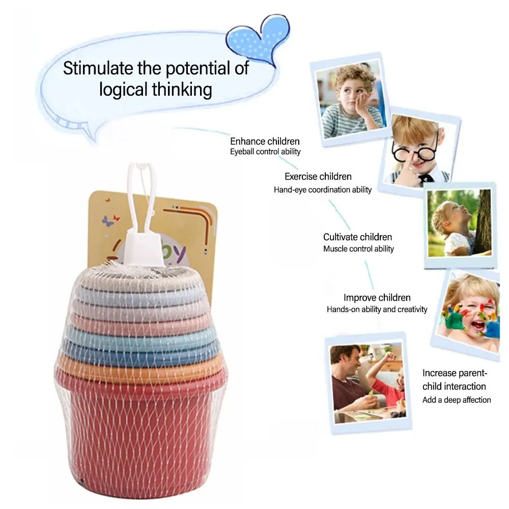 High Quality Hot  Stacking Tower Building Blocks Stacking Cups Educational  Fun Rainbow Cups