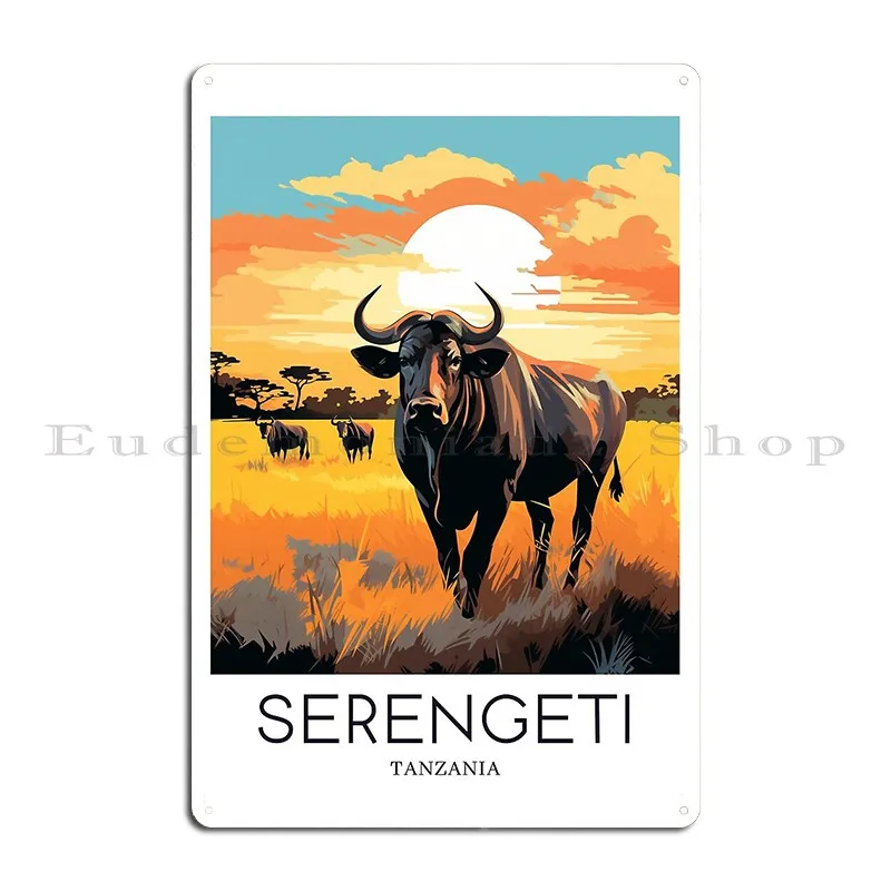 A Pop Art Travel Print Of The Serengeti National Park Tanzania Metal Plaque Poster Printing Vintage Print Create Tin Sign Poster