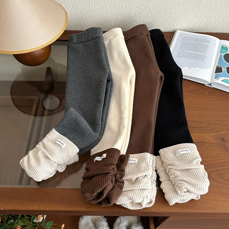 Autumn and Winter Thick Outerwear Western Style Baby Girls' Winter Clothing Warm Pants Girls' Plush Leggings Children's 4