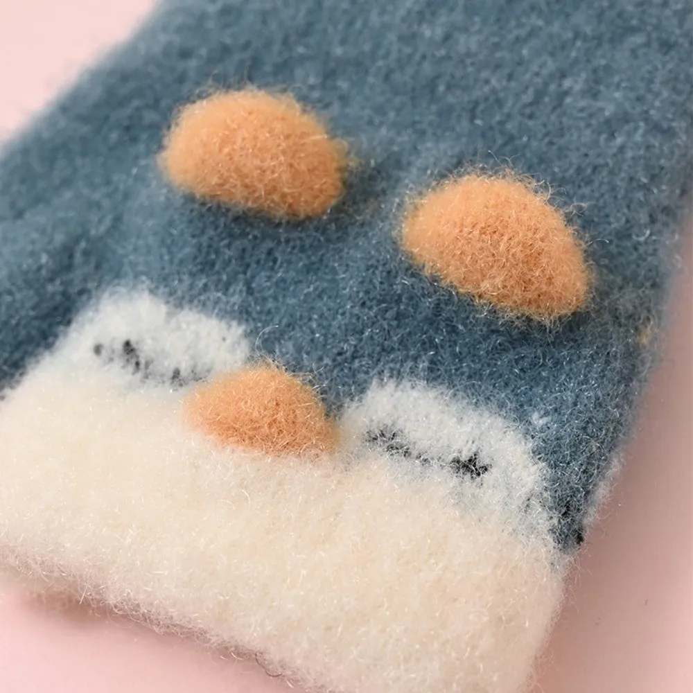 New Cute Cartoon Children's Gloves Knitted Cold Proof Fingerless Mitten Windproof Warm Gloves