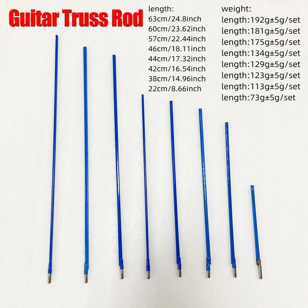 1Set with Hex Wrench Guitar Truss Rod 22-63cm Metal Guitar Adjustment Bar Multi-specification Two-way Blue Adjustment Lever