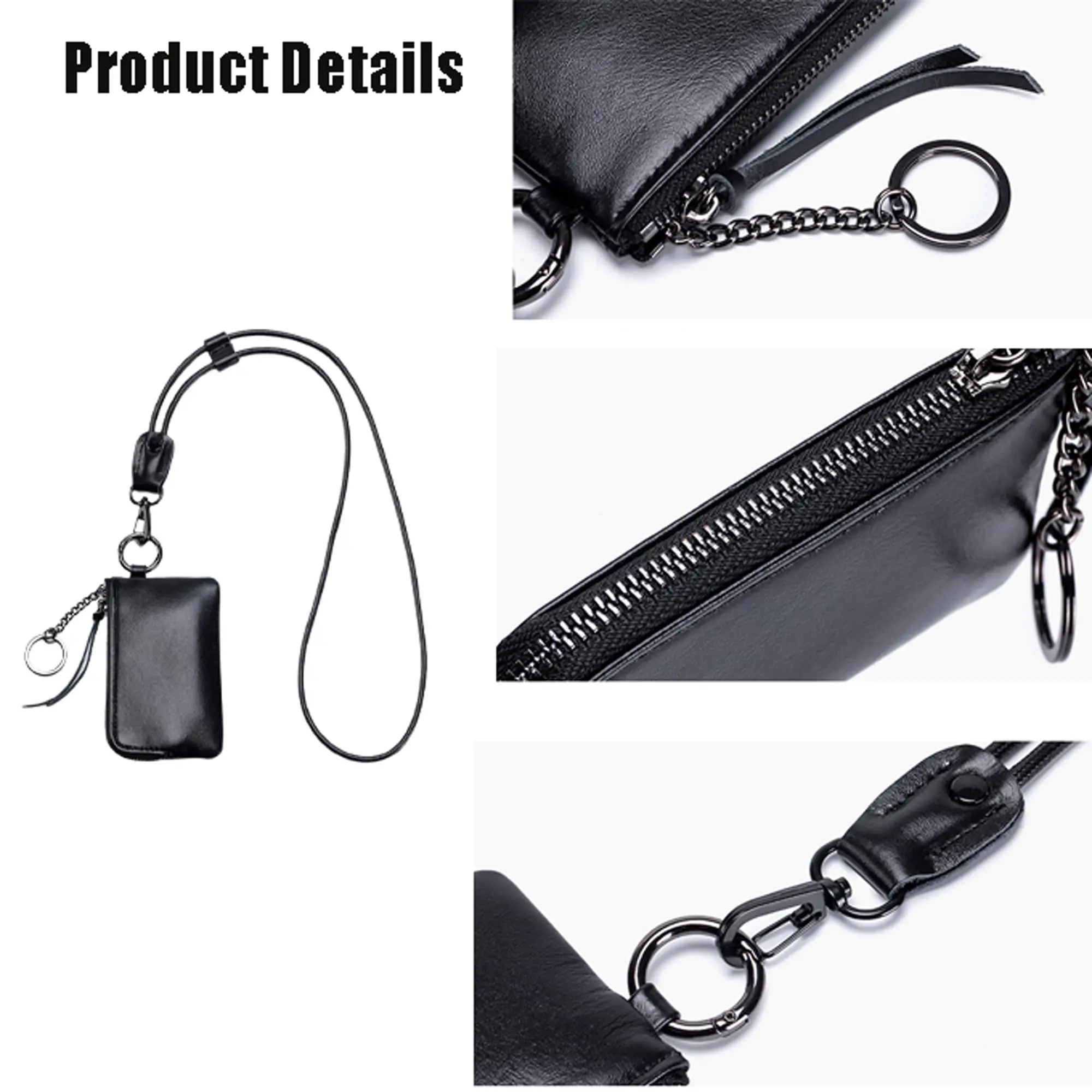 Small Coin Purse for Women Minimalist Functional Hanging Leather Keychain Wallet Fashion Change Purse for Credit Card Holder