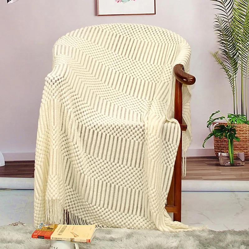 Soft Bubble Knit Throw Blanket Nordic Light Luxury Sofa Cover Towel Bed Scarf Home Decor Blankets