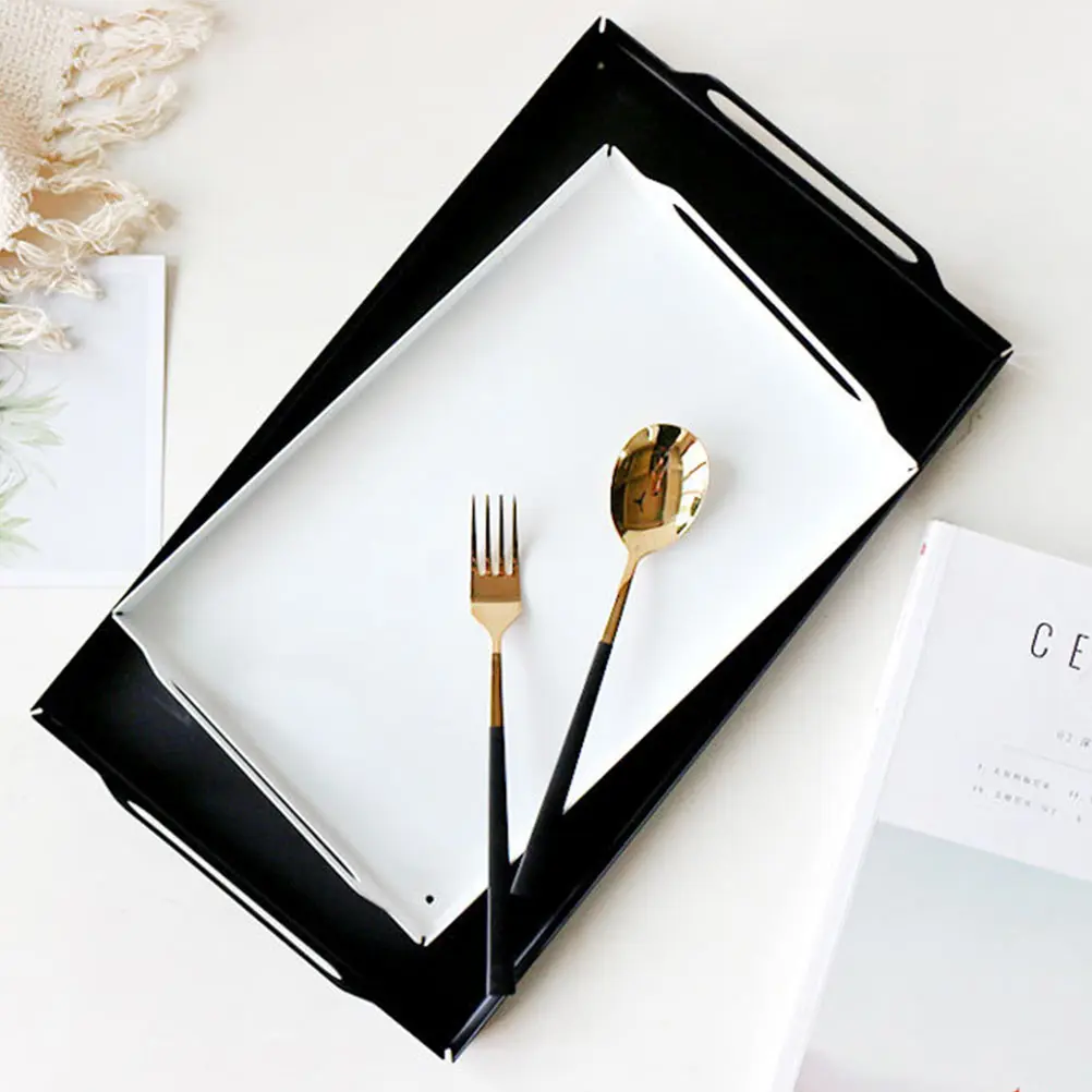 

1Pcs Rectangular Metal Platter Premium Iron Material Healthy Environmentally Friendly Stackable Easy Life Serving