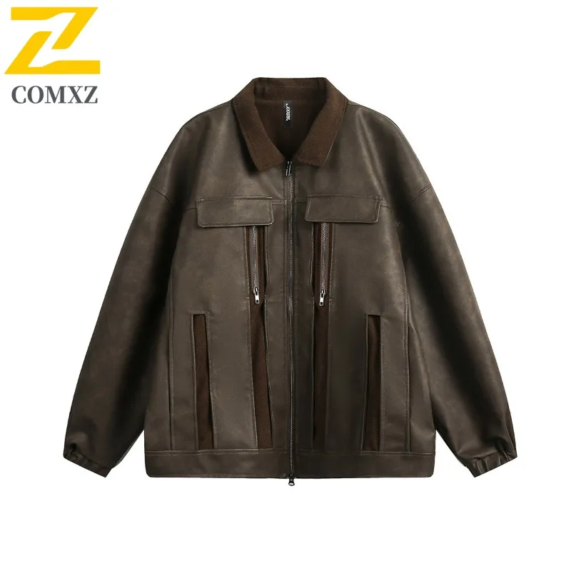 

COMXZ Мужская ветровка, водонепроницаемая куртка для рыбалки, поездки, байкерская уличная кожаная мотоциклетная куртка для отдыха, удобные куртки для шоссейного велоспорта