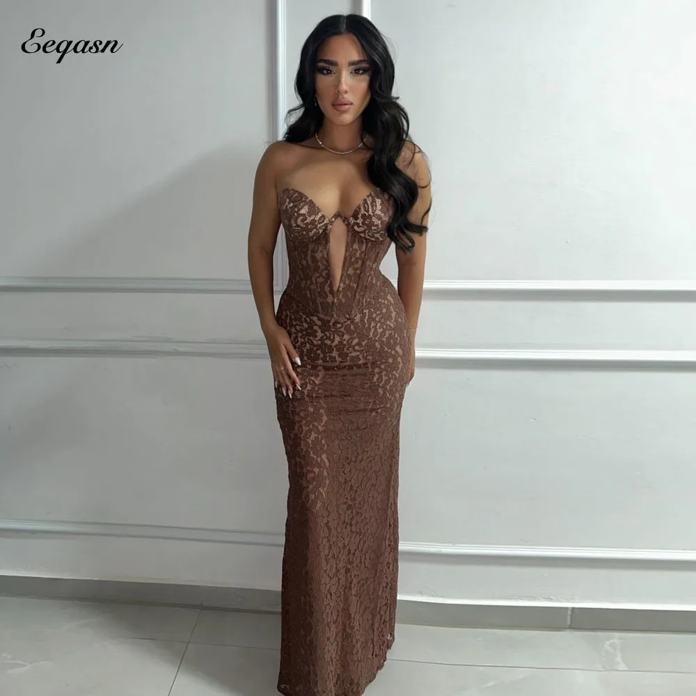 

Eeqasn Elegant Formal Evening Dress Women Mermaid Lace Long Prom Dresses Exquisite For Birthday Party Pastrol Customized