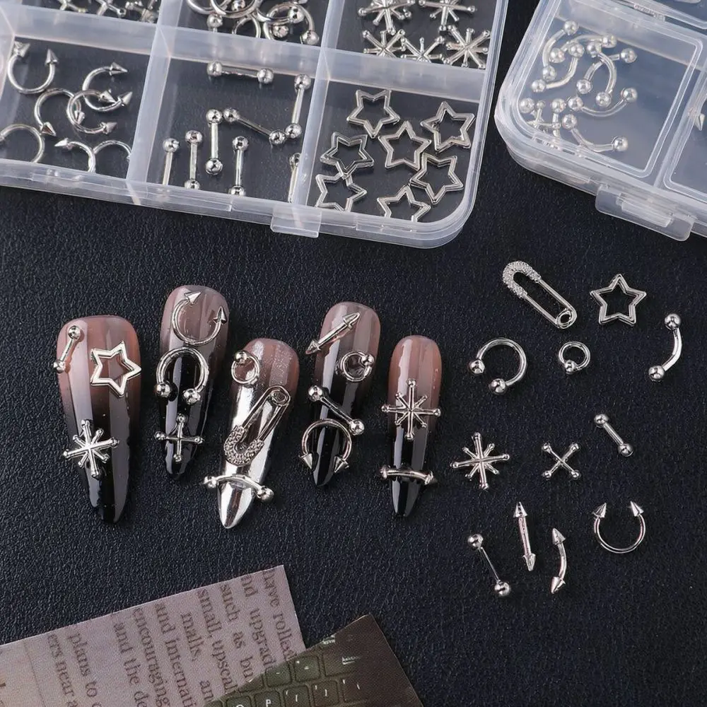 Professional 3D Punk Nail Art Charms Metal Rivets Star Pin Accessories For Full Beauty Y2K Nail Supplies Salon Manicure Tool