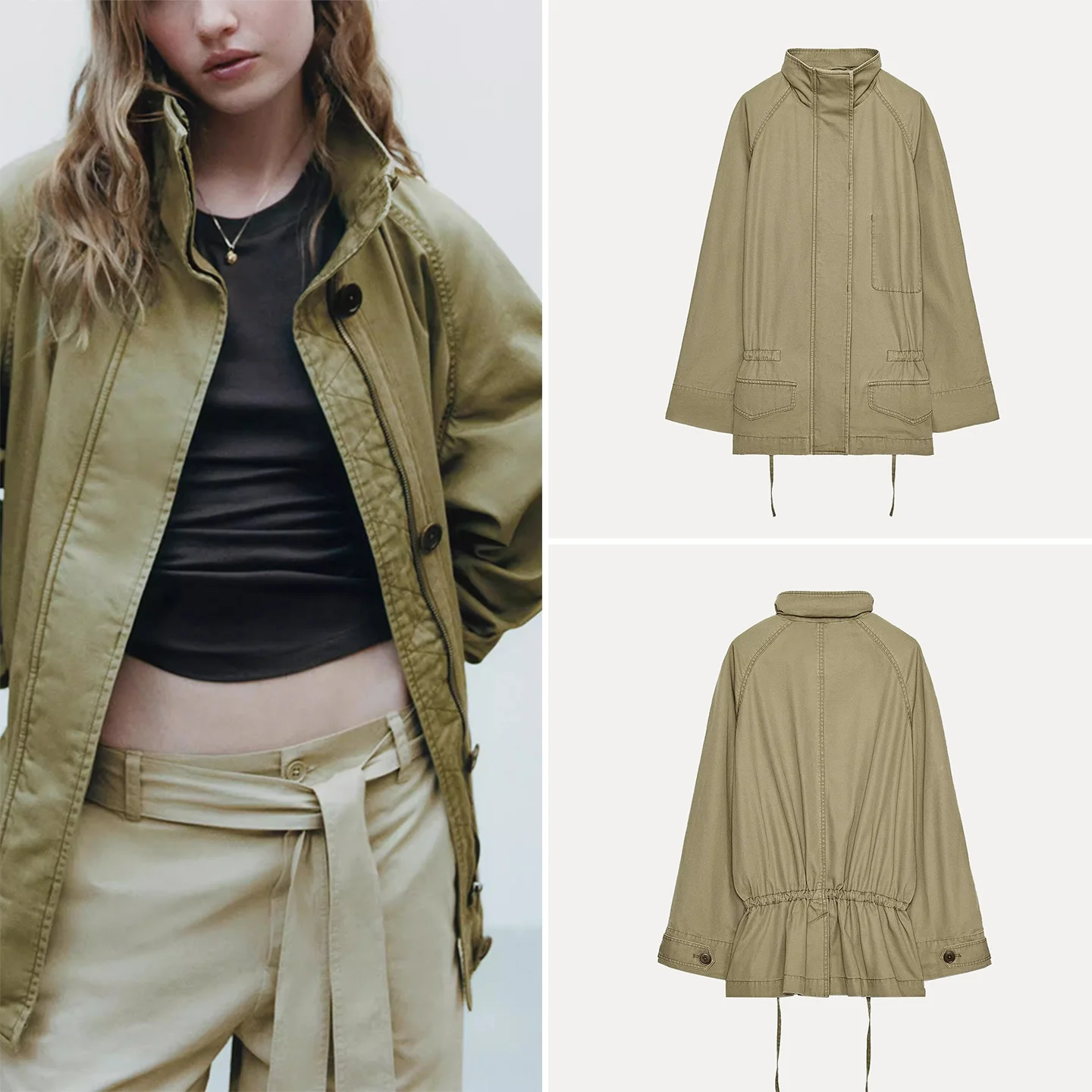 

Z Women's Faion Personali Coat with Large kets ort Outerwear Stand Fit European Sle Autumn Collection