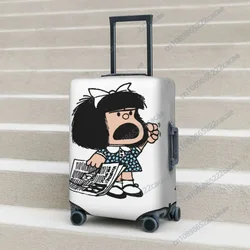 Кожаный чехол для чемодана с принтом злости Mafalda, эластичный Дорожный Чехол для багажа для отпуска в мире, защитные аксессуары