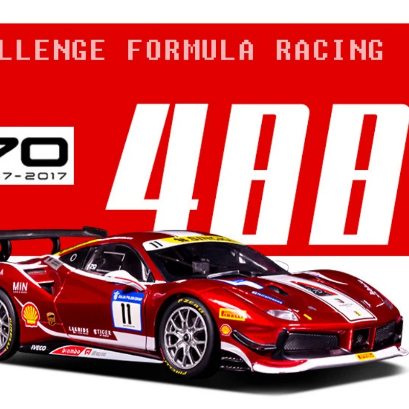 Bburago-Ferrari 488 Challenge Formula Racing Sports Cars, Leges Cast Vehicles, Collecemballages Models, Car Toys, Original, New, 1:24, 2017