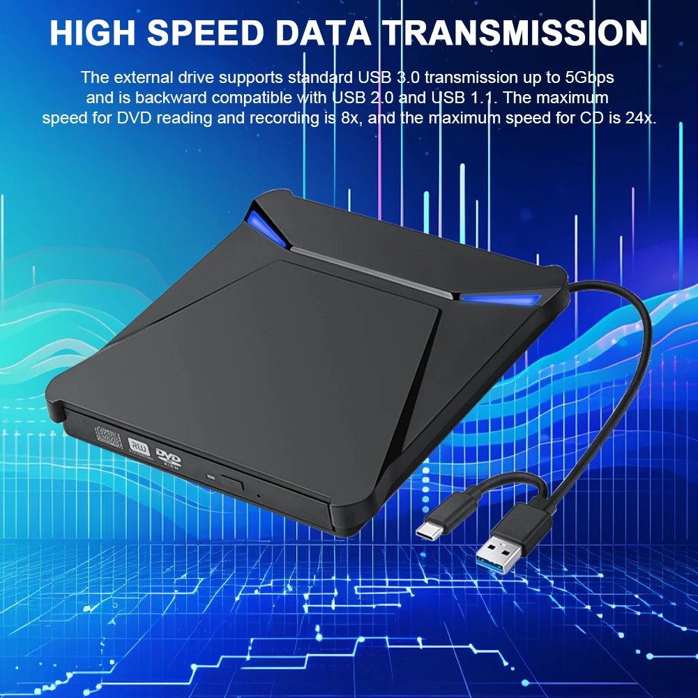 5 в 1 USB3.0 Внешний привод для компакт-дисков и DVD-дисплеев, записывающее устройство со слотом SD/TF, внешний оптический привод, записывающее устройство для компакт-дисков и DVD-дисплеев для портативных ПК