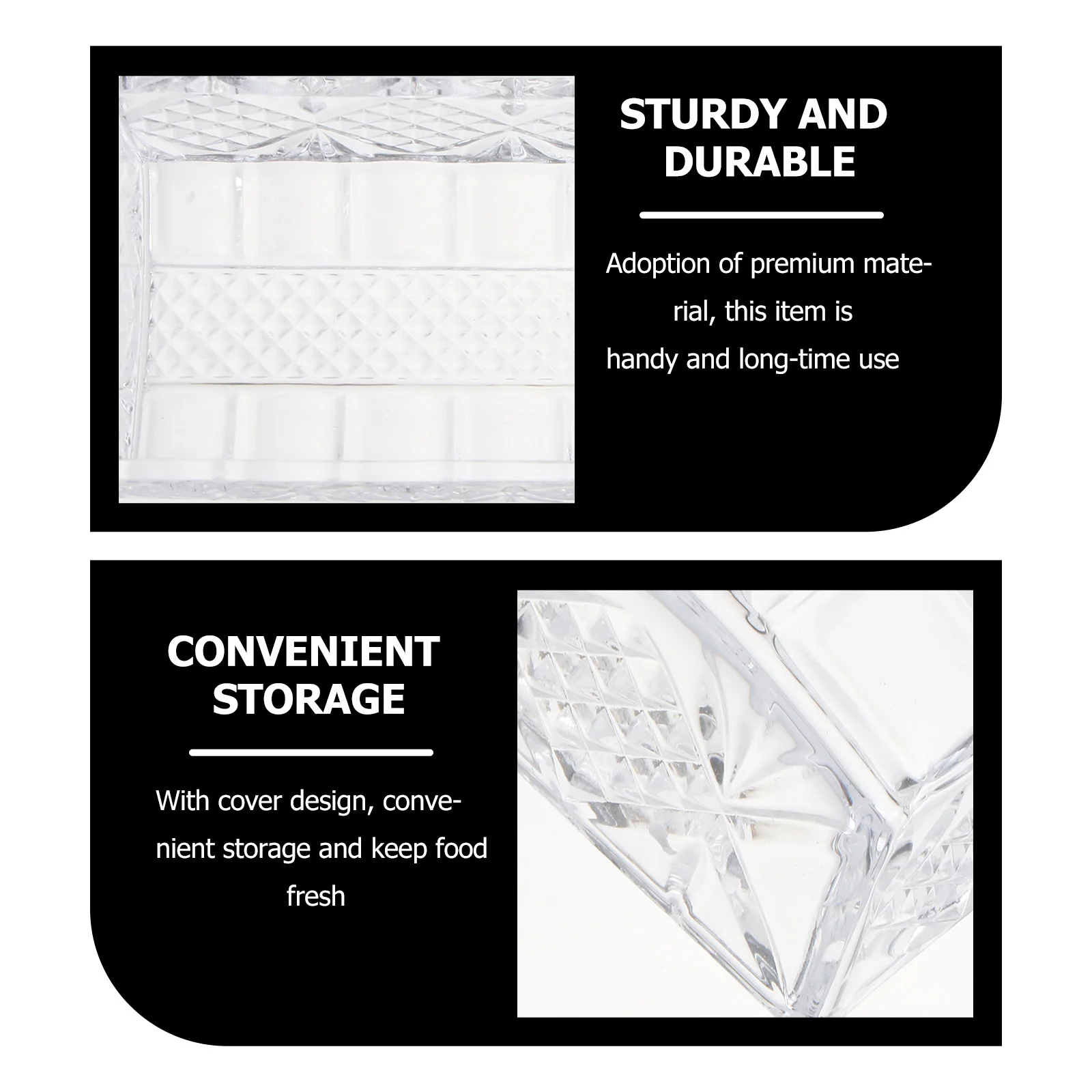 

1Pcs Elegant Glass Butter Plate with Cover Modern Rectangular Butter Storage Box Hygienic Food Container for Kitchen Dining Room