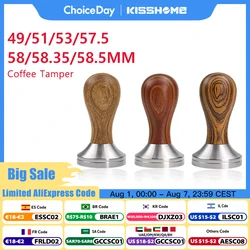 Coffee Tamper 41mm 49mm 51mm 53mm 57.5mm 58.35mm Wooden Handle Stainless Steel Delonghi Breville Barista Espresso Accessories