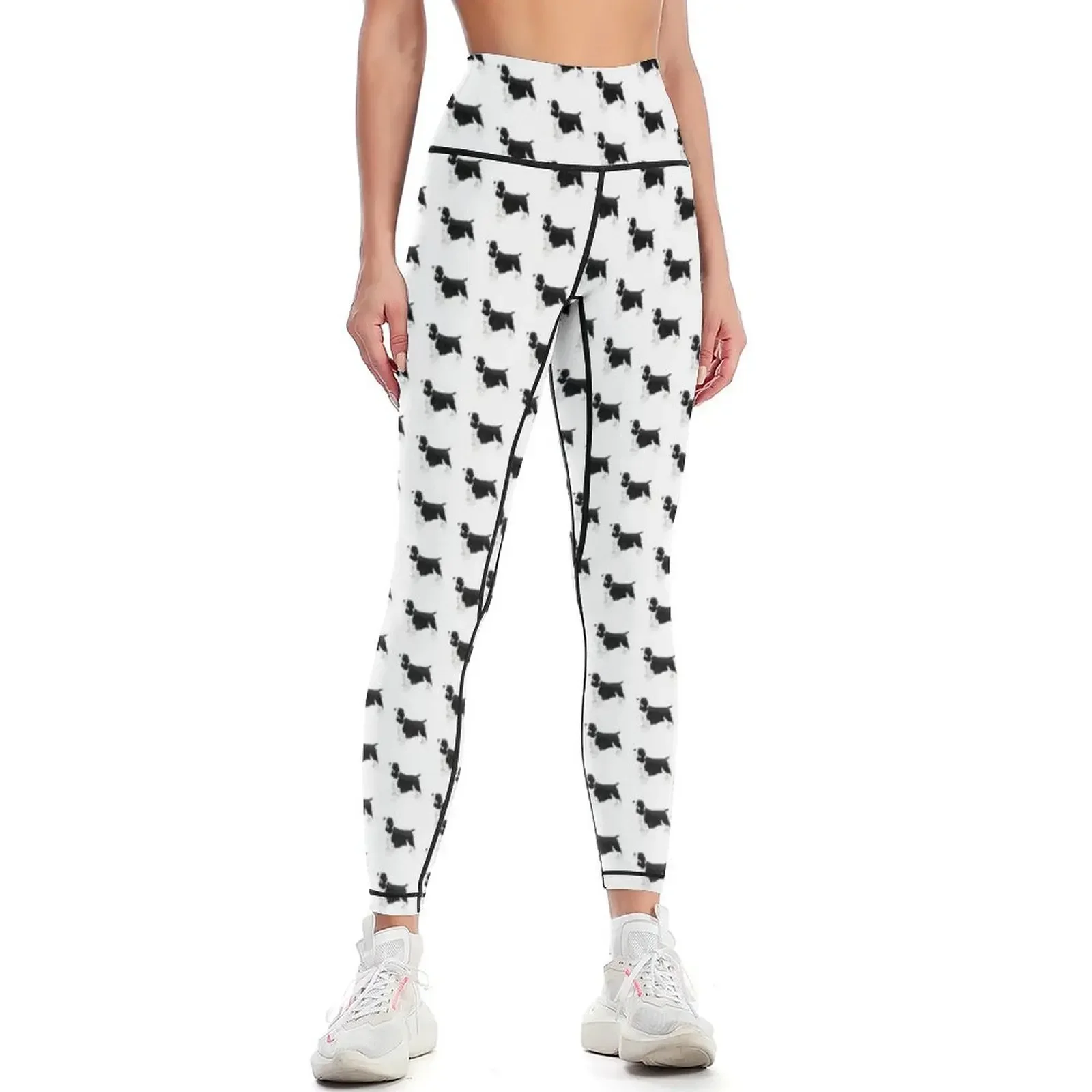 

English Springer Spaniel Basic Breed Silhouette Leggings gym wear Jogger pants Sweatpants Womens Leggings