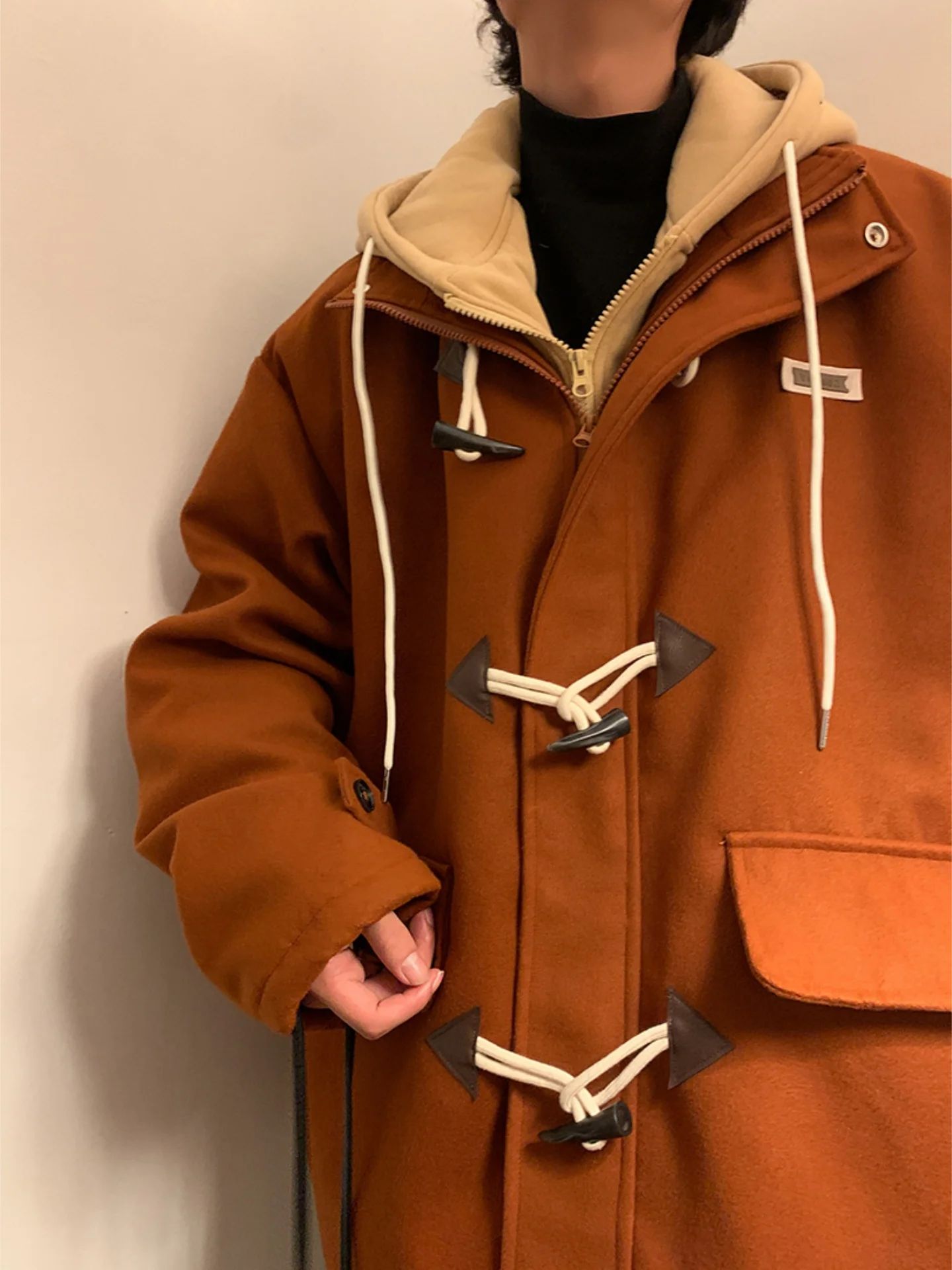 

Американское ретро-пальто с длинными лацканами, на пуговицах, с капюшоном, шерстяное, свободного кроя, осенне-зимнее, рабочая одежда, верхняя одежда