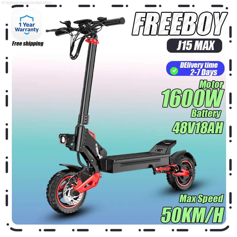 J15 Max E-scooters 1600W motor, 48V18AH accu, hoge vermogen, max. snelheid 50 km/u, opvouwbare e-scooter voor off-road en stadsgebruik. - afbeelding 1