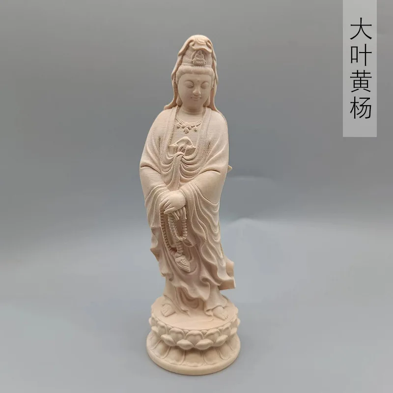 

Big Leaf Boxwood Carving Beads Guanyin Model Ornaments Decorations Specification 120*40*40 Home Living Room Art