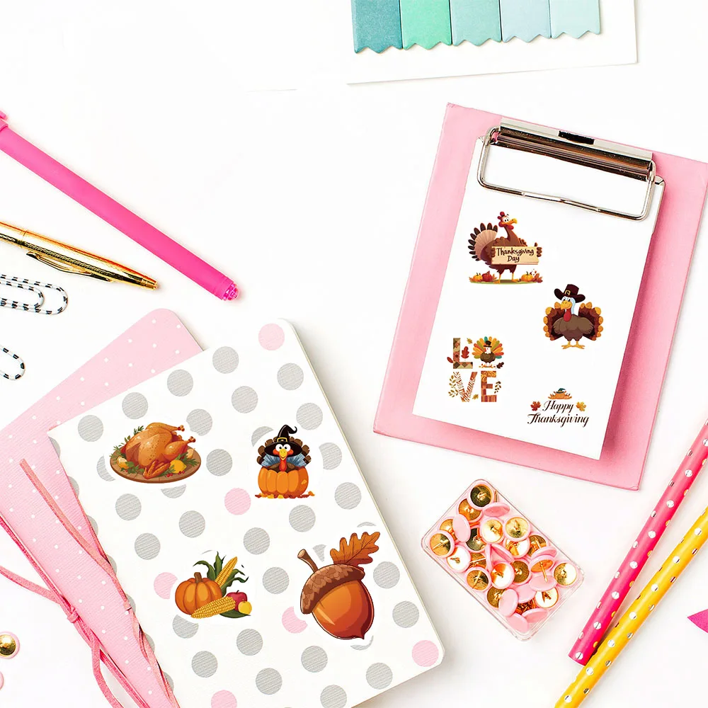 500 قطعة عيد الشكر تجعيد الشعر ملصقات الختم DIY بها بنفسك تركيا الكرتون Photocard Kawaii جيدة الحصاد Waterproo مذكرات سجل القصاصات ملصق ﻿
