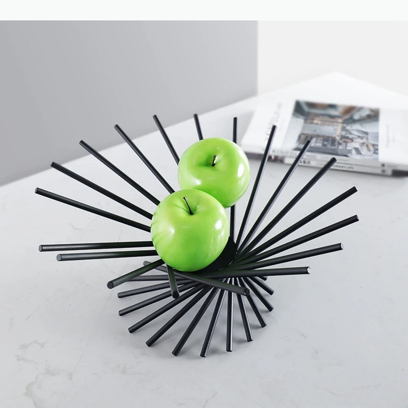 Metal Lines Spread The Fruit Fruit Tray Desktop Storage Container Geometric Hollow Intersect Disc Home Decoration