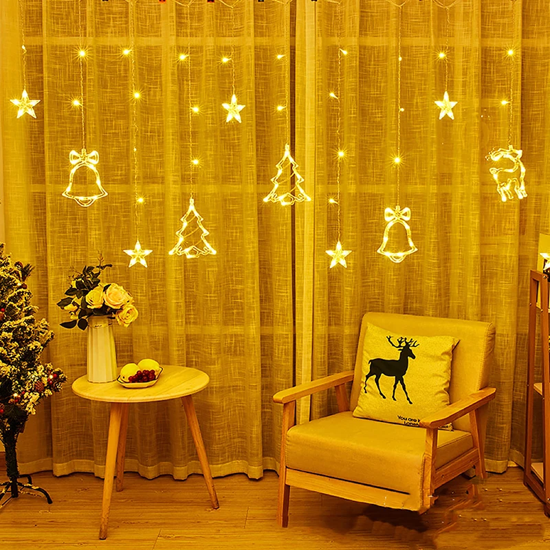 Five-pointed Star Curtain Light String Star And Moon Curtain Light Decoration Flashing Light