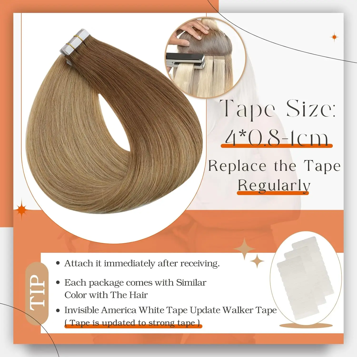 شريط تألق كامل في وصلات الشعر شعر بشري أومبير اللون 20 قطعة 50 جرام وصلات شعر الغراء على وصلات الشعر للمرأة