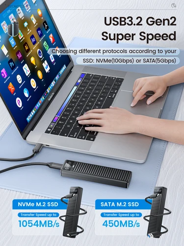 Imagen 2 del producto ORICO M.2 NVMe SSD caja 10Gbps USB 3,2 Gen2 caja diseño Simple soporte sin herramientas UASP para jugadores NVMe SATA SSD