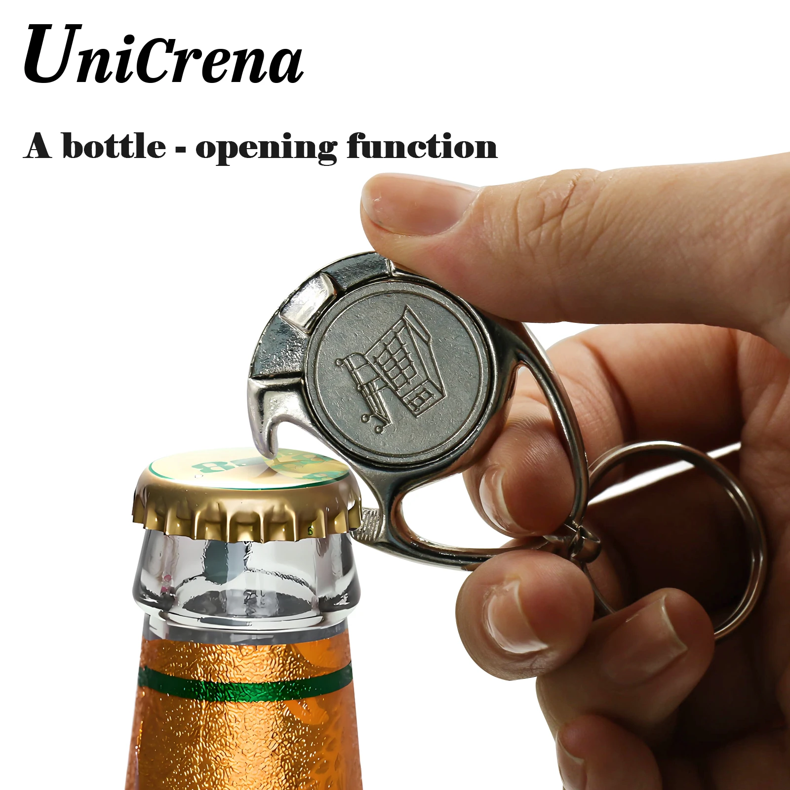 UniCrena Aldi Quarter Keychain Bottle Opener Key Chain - Multi-Tool 25-Cent Coin Holder for Shopping Cart Quick Access Camping