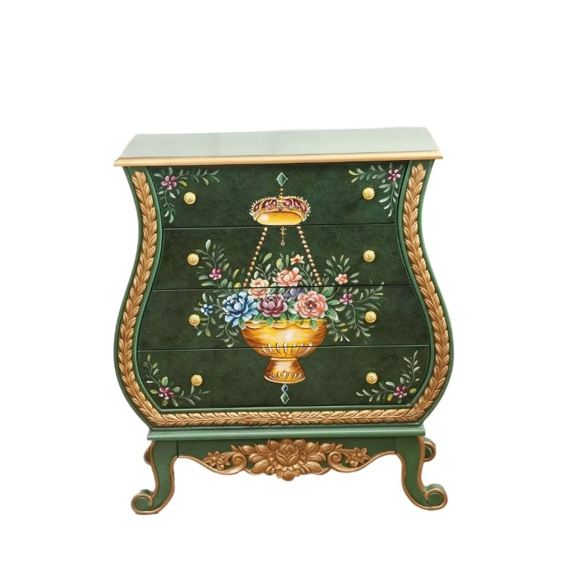 

Китайские классические ретро шкафы из цельного дерева, ручная роспись, новый входной гардероб для гостиной, 4-х ящиков, шкафчики