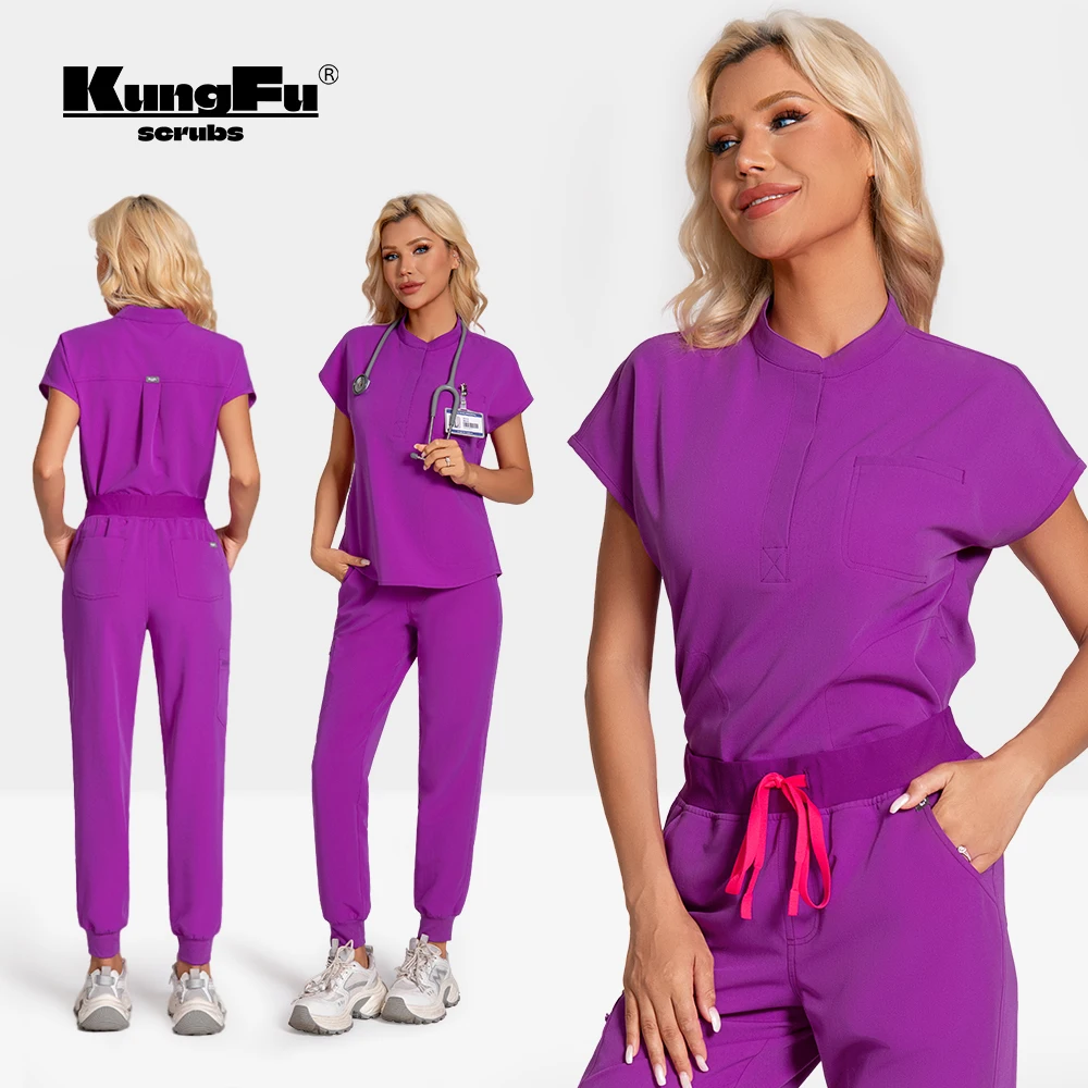 kungfu-scrubs-–-uniformes-d'infirmiere-pour-femmes-ensemble-de-blouses-medicales-antibacteriennes-resistantes-aux-rides-chemise-et-pantalon-vetements-de-medecins-resistants-a-la-decoloration