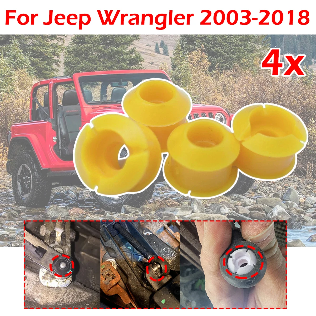 4X For Jeep Wrangler AUTO Gear Cable End Bushing Repair Kit Shifting Issue Fix Selector Lever Grommet Drivetrain 2003 2004 -2018