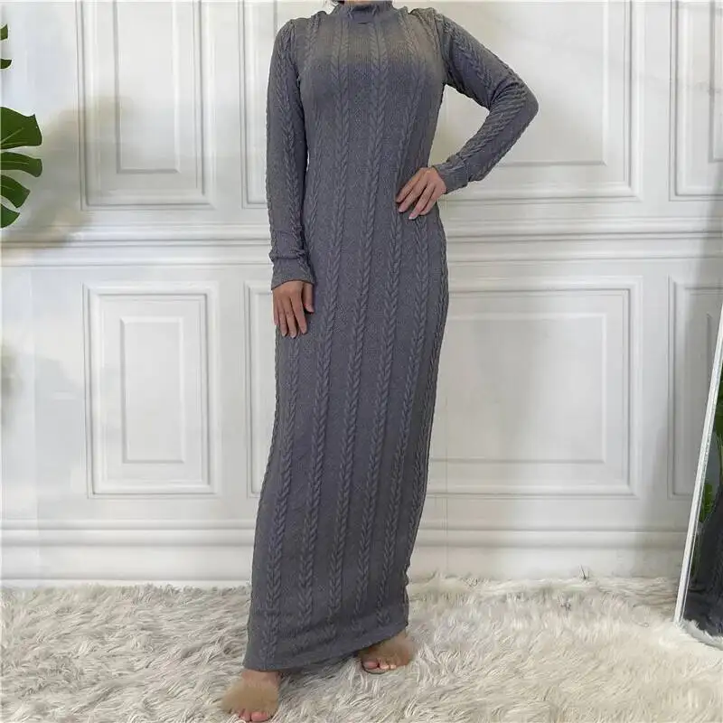 

Arabic Solid Knitted Sweater Bottomed Dress 6569 Hijabs 2026 Muslim Long Dress Robe Abaya Ramadan Dubai Luxury Islam Elegant